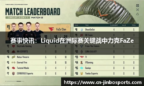 赛事快讯：Liquid在洲际赛关键战中力克FaZe